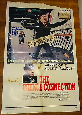 #ad 1971 The French Connection 1 sheet Movie Poster POOR CONDITION Heavy Theatre Use $36.00