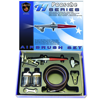 HS 3AS Paasche Single Action Airbrush with all Three Heads Bottles Cup amp; Hose $79.50