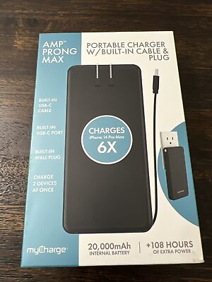#ad myCharge Amp Prong Max 20000mAh 12W Output Power Bank w Integrated ChargI OPENEW $18.12
