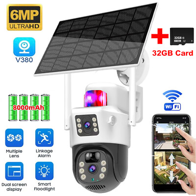 #ad Dual Lens 4K WiFi Solar IP Camera Wireless Outdoor CCTV PTZ Home Security Cam US $19.99