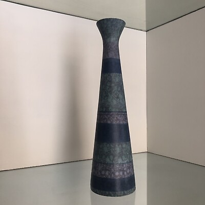 #ad Vintage Madeline Originals Pottery Blue Vase California 12.75quot; Tall MCM $28.77
