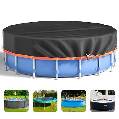 #ad 24Ft Round Pool Cover:Steel RopeAbove Ground Pool ProtectorWaterproof $203.45