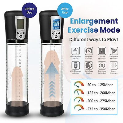 #ad Vacuum Electric Penis Pump Digital rechargeable Male Men Penis Enlarger Growth $25.03