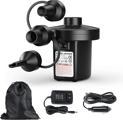 #ad Electric Air Pump for InflatablesPortable Quick Fill Air Pump with 3 Nozzles $11.99