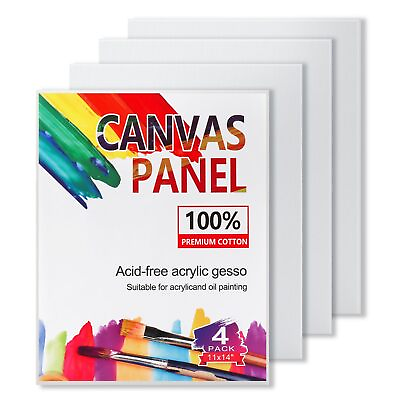 #ad 4 Pack 11x14 Inch Canvas Boards for Painting Blank Canvases 11X14 White $17.25