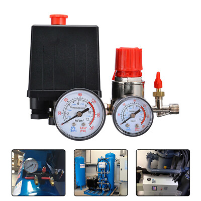 #ad Air Compressor Pressure Switch Control Valve Manifold Regulator w Gauges Relief $35.43