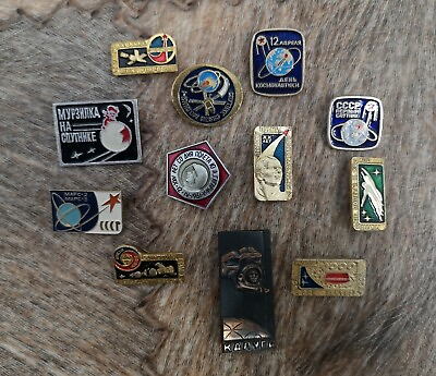 #ad Soviet Badges with the theme space of the USSR Gagarin 12 badges in one lot $38.00