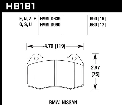 #ad Hawk Performance HB181U.590 DTC 70 Disc Brake Pad Fits 840Ci 850Ci RSX Skyline $290.69