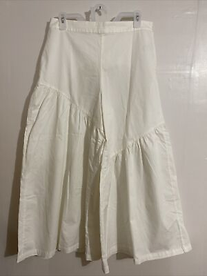 #ad NWOT By Anthropologie Corfu Wide Leg Pant Size 8 Ivory Zip Left Side Womens $85.99