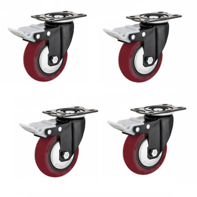 #ad 4pcs 3quot; Heavy Duty Caster Wheels Locking Casters with Brake Swivel Plate Casters $32.98