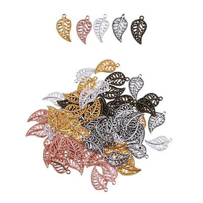 #ad 75 Pieces Autumn Leaf Metal Pendants Charms Jewelry Craft Leaves Charms New $8.73