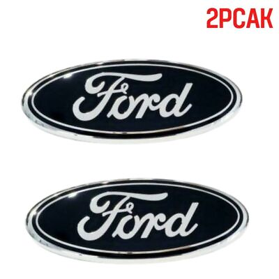 #ad 2PCS Ford BLACKamp;SLIVER Oval Emblem 9 Inch Badge For Grille 2004 2014 $22.99