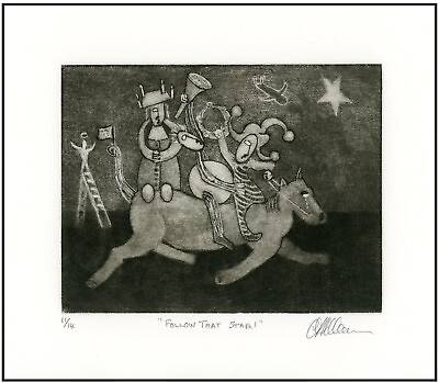 #ad STAR DIRECTIONS FOR GOOD LIFE Modernist Expressionist ORIGINAL MEZZOTINT ETCHING $88.00