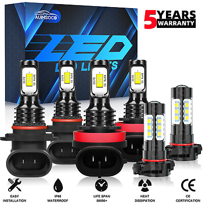 #ad For Chevy Silverado 1500 2500 HD 2007 2015 6x 6000K LED Headlight Fog Light Kits $35.99