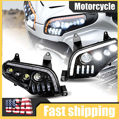 #ad LED Head lamp Assembly Upgrade Kit For 2001 2017 Honda Goldwing GL1800 Front $499.99