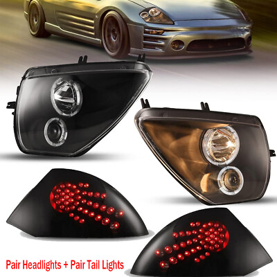 #ad HeadlightsTail Lights For 2000 2005 Mitsubishi Eclipse LED Halo Projector Lamps $221.98