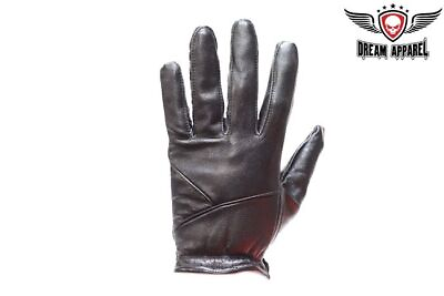 #ad Black Full Finger Quality Leather Motorcycle Biker Riding Gloves $20.79