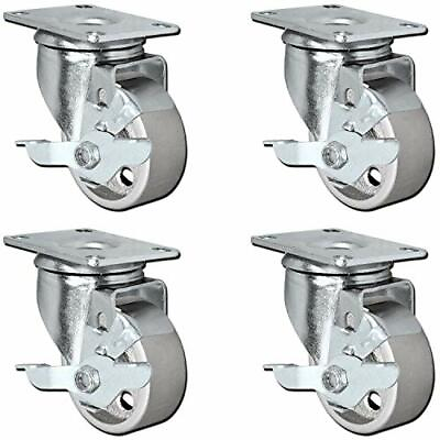 #ad Set of 4 All Steel Swivel Plate Caster Wheels with Brakes Locking Heavy Duty H $57.99