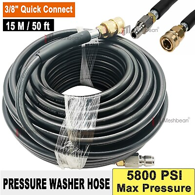 #ad 50FT 5800PSI Replacement High Pressure Power Washer Hose 3 8quot; Quick Connect $29.99