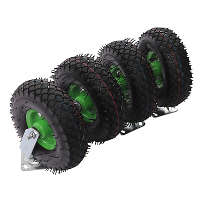 #ad 4x 10quot; inch Pneumatic Heavy Duty Air Tire Wheels Swivel Locking Farm Cart Caster $75.71