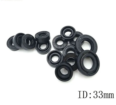 #ad Black Rubber Shaft Oil Seal Gaskets Inner Dia 33mm Double Lip Spring Rotary 1 Pc $9.74