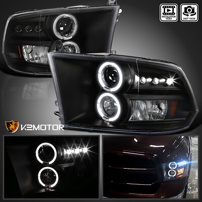 #ad Fits Black 2009 2018 Dodge Ram 1500 2500 3500 LED Halo Projector Headlights $156.09