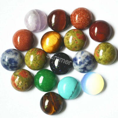 #ad Wholesale 100pcs natural gemstone mixed round CAB CABOCHON stone beads 10x10mm $27.55