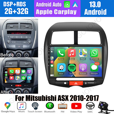 #ad #ad 32GB For 2010 2017 Mitsubishi ASX Apple Carplay Android 13 Car Stereo GPS Radio $127.49