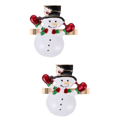 #ad 8 Pcs Alloy Snowman Napkin Buckle Bride Santa Rings Christmas Holders $16.20