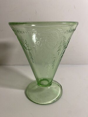 #ad Belmont Rose Cameo Green Depression Glass $25.49