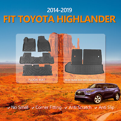 #ad Floor Mats Trunk Mat Cargo Liners Anti Slip For 2014 2019 Toyota Highlander $130.89