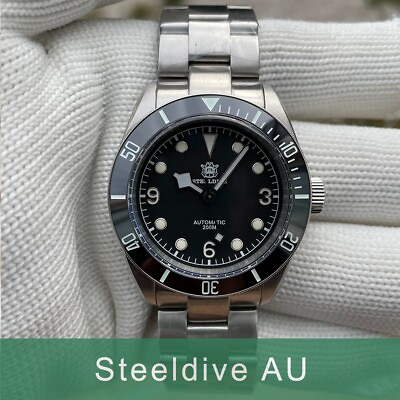#ad Steeldive SD1958 Black Bay NH35 AR Sapphire Lume 200m Diving BNIB AU $320.00
