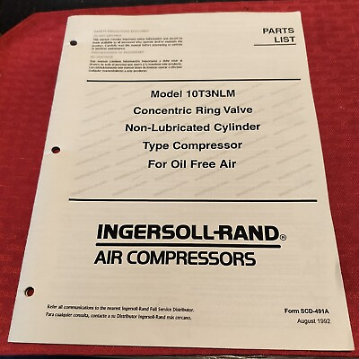 #ad Ingersoll Rand Air Compressor Parts List 1992 $45.00