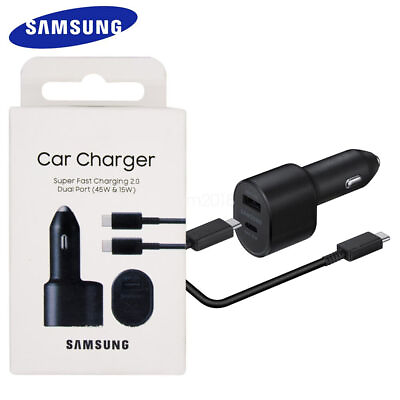 #ad Samsung 45W Dual Port Super Fast Charging Car Charger amp;Type C s22 s23 USA $9.88