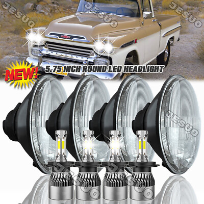 #ad 4pcs 5.75quot; Round Projector LED Headlight Halo DRL for Chevy 3100 Truck 1958 1959 $119.99