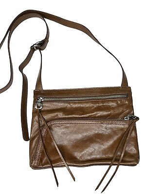 #ad Hobo International Cassie Brown Leather Crossbody Bag Double Zip Honey $45.99