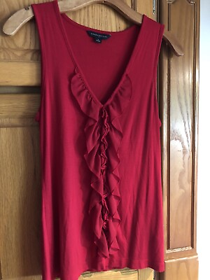 #ad Banana Republic Ladies Red Tank Top Blouse With Ruffles Sz Small $10.00