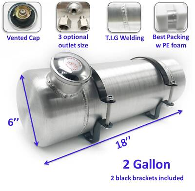 #ad 2 Gallon 6#x27;#x27; x 18quot; 1 4 NPT Outlet End Fill Spun Aluminum Gas Tank Fuel Tank $84.70