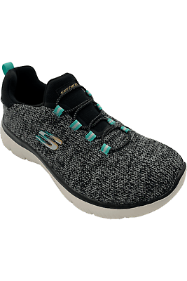 #ad NEW Skechers 8.5 M Summits Flyness Washable Knit Sneakers in Black Mint QVC 1026 $42.00