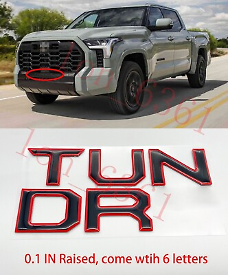 #ad Black Red Domed Emblem Fit TOYOTA 2022 2023 TUNDRA Front Grill Letters $28.88