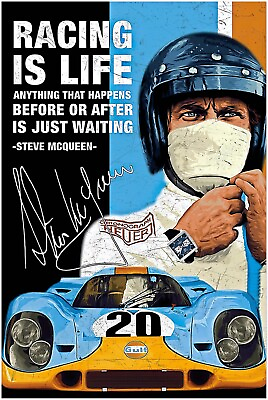 #ad Vintage Racing Travel Poster Steve McQueen Racing Auto Posters $24.99