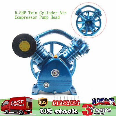#ad #ad 5HP 175 PSI Air Compressor Pump Motor Head Double Stage V Style 2 Cylinder new $208.75
