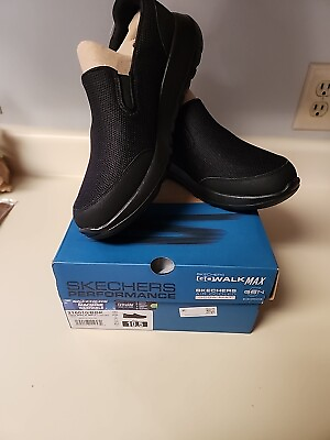 #ad NEW Mens Sz 10.5 SKECHERS GOwalk MAX CLINCHED 216010 Black MESH Slip On Shoes $40.00