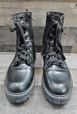 #ad Knox Black Womens Lace Up Boots Zippered Side Womens Size 9.5m $17.18
