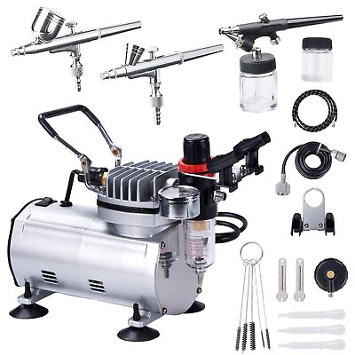 #ad Airbrush Kit with Compressor 1 5HP Motor with MAX100 PSI Professional Airbr... $198.26