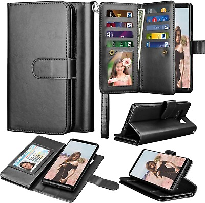 #ad Samsung Galaxy Note 8 Case Wallet Flip Cover Card Slots Kickstand Cover Black US $91.54
