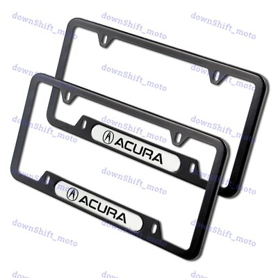 #ad 2PCS For ACURA Black WH Metal Stainless Steel License Plate Frame MDX RDX TSX TL $18.88