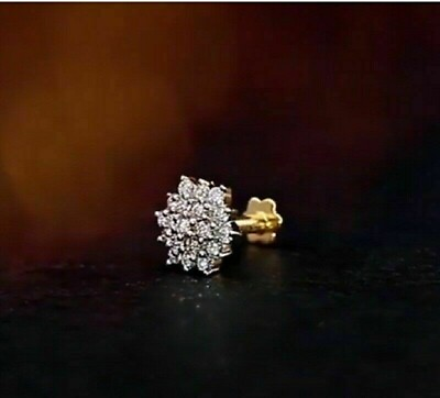 #ad 0.96ct Round Cut Created Diamond Nose Piercing Stud Pin 14k Yellow Gold Plated $13.60