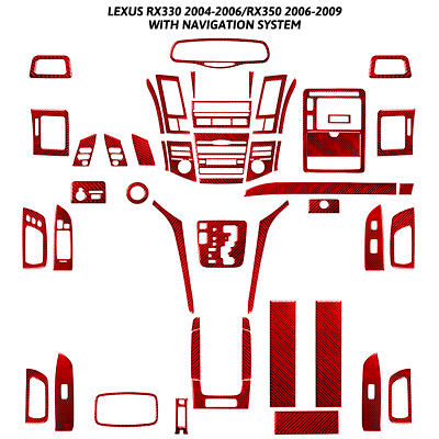 #ad 50Pcs Carbon Fiber Interior Full Cover Trim For LEXUS RX330 RX350 2004 2009 Red $316.79