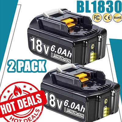 #ad 2 Pack For Makita 18V 6.0Ah LXT Lithium Ion BL1830 BL1850 BL1860 Tool Battery US $26.00
